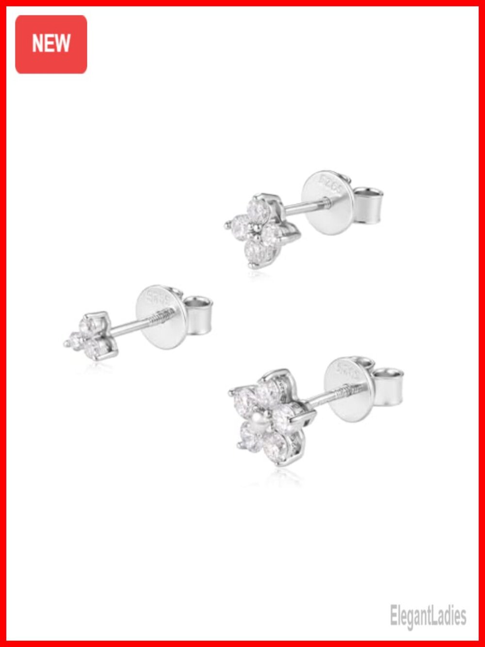 Lab Grown Diamond Stud Earrings 3 Piece Set Sterling Silver Hypoallergenic D